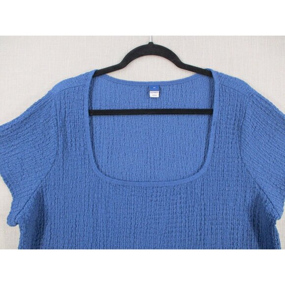 Old Navy Womens Blue Textured Short Sleeve Top Size 3X - Picture 2 of 8
